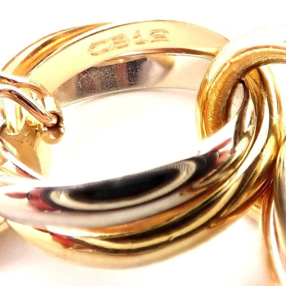 Authentic! Cartier Trinity 18k Multi Color Gold Round Wide Link Bracelet - Picture 8 of 12
